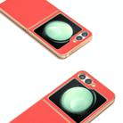 For Samsung Galaxy Z Flip6 ABEEL Electroplating Frame Genuine Leather Luolai Series Phone Case(Red) - 3