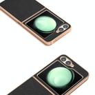 For Samsung Galaxy Z Flip6 ABEEL Electroplating Frame Genuine Leather Luolai Series Phone Case(Black) - 3