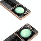 For Samsung Galaxy Z Flip6 ABEEL Electroplating Frame Genuine Leather Weilai Series Phone Case(Black) - 3