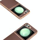 For Samsung Galaxy Z Flip6 ABEEL Electroplating Frame Genuine Leather Xiaoya Series Phone Case(Coffee) - 3