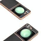 For Samsung Galaxy Z Flip6 ABEEL Electroplating Frame Genuine Leather Xiaoya Series Phone Case(Black) - 3