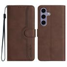 For Samsung Galaxy S25 5G Heart Pattern Skin Feel Leather Phone Case(Brown) - 1