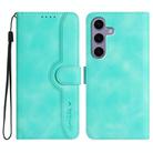 For Samsung Galaxy S25 5G Heart Pattern Skin Feel Leather Phone Case(Light Blue) - 1
