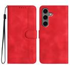 For Samsung Galaxy S25+ 5G Heart Pattern Skin Feel Leather Phone Case(Red) - 1