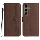 For Samsung Galaxy S25+ 5G Heart Pattern Skin Feel Leather Phone Case(Brown) - 1