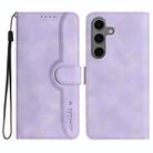 For Samsung Galaxy S25+ 5G Heart Pattern Skin Feel Leather Phone Case(Purple) - 1