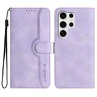 For Samsung Galaxy S25 Ultra 5G Heart Pattern Skin Feel Leather Phone Case(Purple) - 1