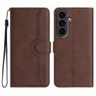 For Samsung Galaxy S25 FE 5G Heart Pattern Skin Feel Leather Phone Case(Brown) - 1