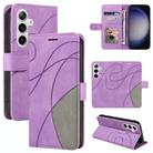 For Samsung Galaxy S25 / S24 5G Dual-color Splicing Flip Leather Phone Case(Purple) - 1