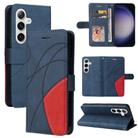 For Samsung Galaxy S25+ / S24+ 5G Dual-color Splicing Flip Leather Phone Case(Blue) - 1