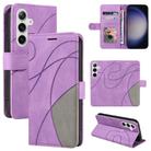 For Samsung Galaxy S25+ / S24+ 5G Dual-color Splicing Flip Leather Phone Case(Purple) - 1