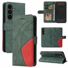 For Samsung Galaxy S25 FE 5G Dual-color Splicing Flip Leather Phone Case(Green) - 1