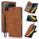For Xiaomi Poco X6 Pro 5G Fantasy Skin-feel Calfskin Texture Leather Phone Case(Brown) - 1