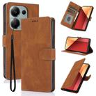 For Xiaomi Poco X6 5G Global Fantasy Skin-feel Calfskin Texture Leather Phone Case(Brown) - 1