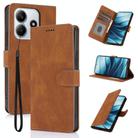 For Xiaomi Poco M7 Pro 5G Fantasy Skin-feel Calfskin Texture Leather Phone Case(Brown) - 1