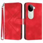 For vivo iQOO Z9s / V40e India Line Pattern Skin Feel Leather Phone Case(Red) - 1