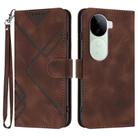 For vivo iQOO Z9s / V40e India Line Pattern Skin Feel Leather Phone Case(Coffee) - 1