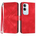 For vivo Y19s Global Line Pattern Skin Feel Leather Phone Case(Red) - 1
