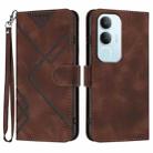 For vivo Y19s Global Line Pattern Skin Feel Leather Phone Case(Coffee) - 1