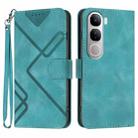 For vivo Y300 / vivo V40 Lite 4G / 5G IDN Line Pattern Skin Feel Leather Phone Case(Light Blue) - 1