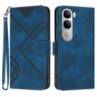 For vivo Y300 / vivo V40 Lite 4G / 5G IDN Line Pattern Skin Feel Leather Phone Case(Royal Blue) - 1