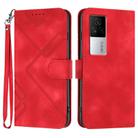 For vivo iQOO 7 India / iQOO Neo5 Line Pattern Skin Feel Leather Phone Case(Red) - 1