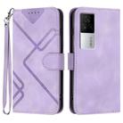 For vivo iQOO 7 India / iQOO Neo5 Line Pattern Skin Feel Leather Phone Case(Light Purple) - 1