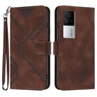 For vivo iQOO 7 India / iQOO Neo5 Line Pattern Skin Feel Leather Phone Case(Coffee) - 1