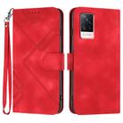 For vivo S9 Line Pattern Skin Feel Leather Phone Case(Red) - 1