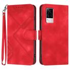 For vivo S9e Line Pattern Skin Feel Leather Phone Case(Red) - 1