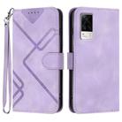 For vivo S9e Line Pattern Skin Feel Leather Phone Case(Light Purple) - 1