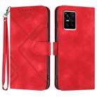 For vivo S10 / S10 Pro Line Pattern Skin Feel Leather Phone Case(Red) - 1