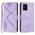 For vivo S10 / S10 Pro Line Pattern Skin Feel Leather Phone Case(Light Purple) - 1