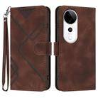 For vivo S19 Pro Line Pattern Skin Feel Leather Phone Case(Coffee) - 1