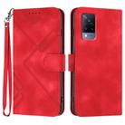 For vivo V21 4G / 5G / V21s Line Pattern Skin Feel Leather Phone Case(Red) - 1