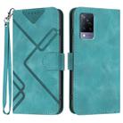 For vivo V21 4G / 5G / V21s Line Pattern Skin Feel Leather Phone Case(Light Blue) - 1