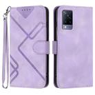 For vivo V21 4G / 5G / V21s Line Pattern Skin Feel Leather Phone Case(Light Purple) - 1