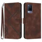 For vivo V21 4G / 5G / V21s Line Pattern Skin Feel Leather Phone Case(Coffee) - 1