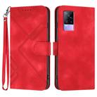 For vivo V21e 4G / Y73 2021 Line Pattern Skin Feel Leather Phone Case(Red) - 1