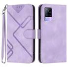 For vivo V21e 4G / Y73 2021 Line Pattern Skin Feel Leather Phone Case(Light Purple) - 1