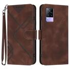 For vivo V21e 4G / Y73 2021 Line Pattern Skin Feel Leather Phone Case(Coffee) - 1