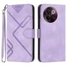 For vivo V30e Line Pattern Skin Feel Leather Phone Case(Light Purple) - 1