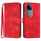 For vivo V50 Line Pattern Skin Feel Leather Phone Case(Red) - 1