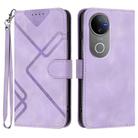 For vivo V50 Line Pattern Skin Feel Leather Phone Case(Light Purple) - 1