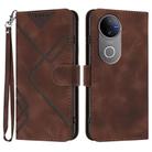 For vivo V50 Line Pattern Skin Feel Leather Phone Case(Coffee) - 1