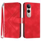For vivo V50 Lite 4G / 5G Line Pattern Skin Feel Leather Phone Case(Red) - 1