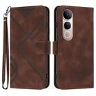 For vivo V50 Lite 4G / 5G Line Pattern Skin Feel Leather Phone Case(Coffee) - 1