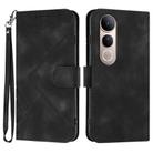 For vivo V50 Lite 4G / 5G Line Pattern Skin Feel Leather Phone Case(Black) - 1