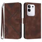 For vivo Y29 4G Line Pattern Skin Feel Leather Phone Case(Coffee) - 1