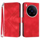 For vivo X200 Ultra Line Pattern Skin Feel Leather Phone Case(Red) - 1